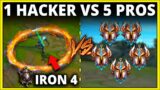 1 Iron Player vs. 5 Challengers, but the Iron Player is Hacking (150+ KILLS) – League of Legends