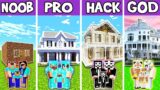 Minecraft Battle: HOLLYWOOD  MANSION BUILD CHALLENGE – NOOB vs PRO vs HACKER vs GOD /MODERN
